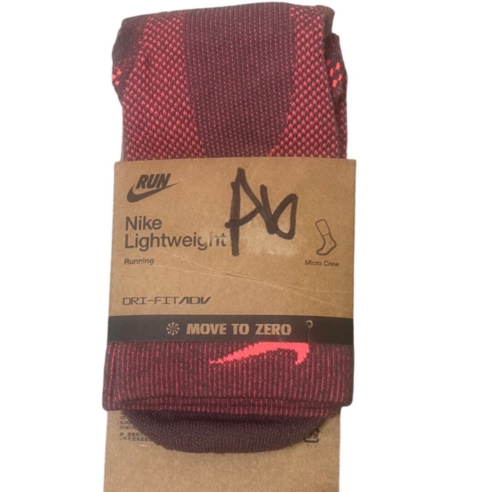 Nike Running Socks Mens L Burgundy Excellence Dri-FIT ADV Micro Crew IB6114-502